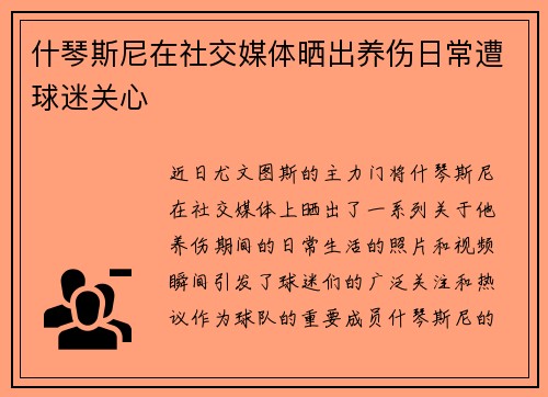 什琴斯尼在社交媒体晒出养伤日常遭球迷关心